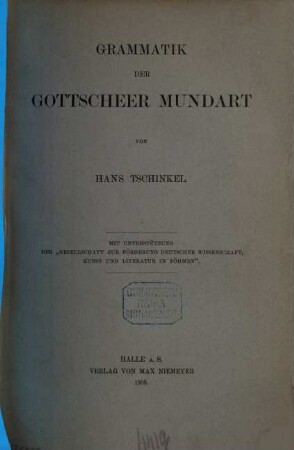 Grammatik der Gottscheer Mundart