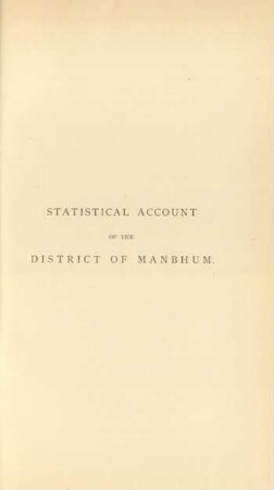 Statistical account of the District of Manbhum