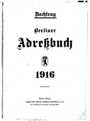 Nachtrag Berliner Adreßbuch 1916