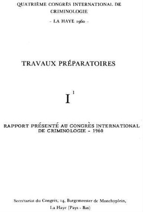 0-16b, Rapport présenté au Congrès international de criminologie - 1960