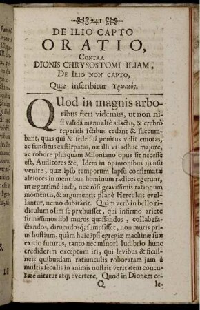 De Ilio Capto Oratio, Contra Dionis Chrysostomi Iliam, ...
