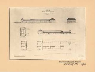 BBC (Brown, Boveri & Cie), WGA, Hanau-Großauheim Umbau Kantine: EG, Ansichten KG, OG, 1:200, nach dem Umbau