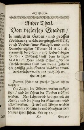 Ander Theil. Von vielerley Gnaden/ himmlischen Gaben/ und grossen Wolthaten [...]
