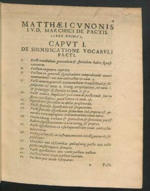 Caput I. De Significatione Vocabuli Pacti.
