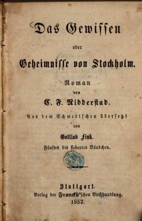 Das Gewissen oder Gheimnisse von Stockholm : Roman, 5/7