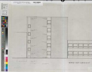 Soest (Soest) Staatliche Ingenieurschule für Maschinenwesen Nordostansicht 1970 1 : 50 59 x 143 Zeichnung Staatshochbauamt Soest