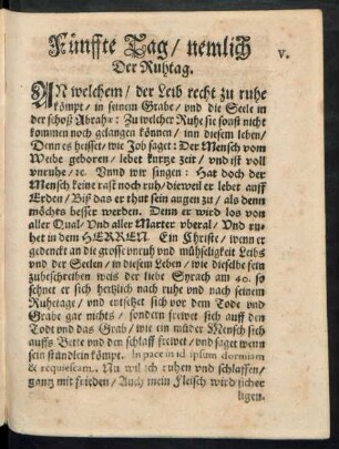 Fünffte Tag/ nemlich Der Ruhtag.