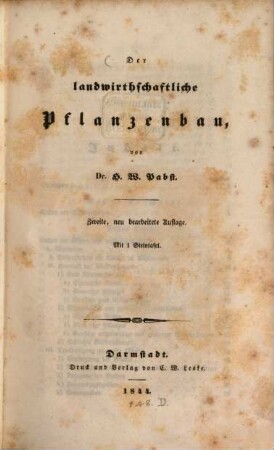Der landwirthschaftliche Pflanzenbau
