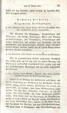 Sechster Abschnitt. Allgemeine Verfügungen.