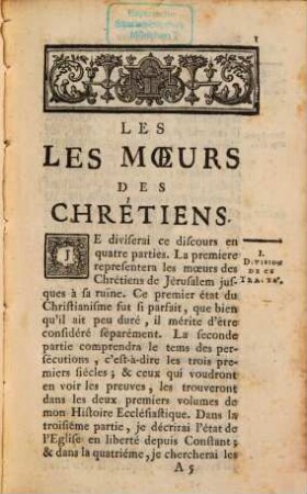 Les moeurs des Chrestiens