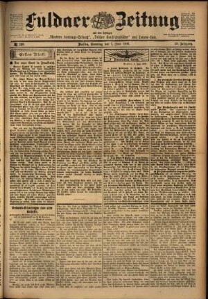 Erste Ausgabe vom Samstag, den 07. Juni 1902.