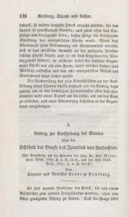 136-186 Beitrag zur Entscheidung des Streites über die Echtheit der Briefe des Ignatius von Antiochien