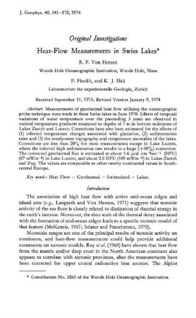 Heat-flow measurements in Swiss lakes