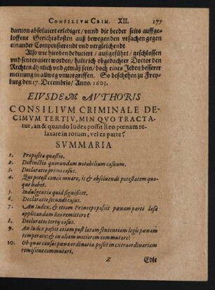 Eiusdem Authoris Consilium Criminale Decimum Tertiu, Min Quo Tractatur, ab & quando Iudex possit Reo poenam relaxare in Totum, vel ex parte?