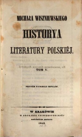 Historya literatury polskiéj. 5