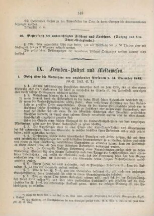IX. Fremden-Polizei und Meldewesen