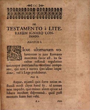 Positiones iur. de testamento, a literarum ignaro condendo