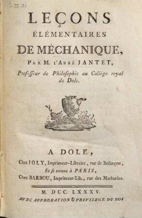 Leçons élémentaires de méchanique
