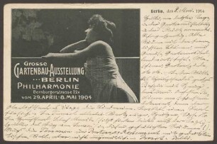 Werbepostkarte "Grosse Gartenbau-Ausstellung", Bernburger Straße 22a
