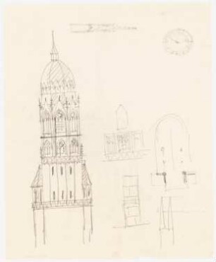 Unzugeordnete Kirchen-Projekte (Skizzen): Kirchturm und Details