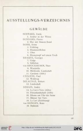 Ausstellungs-Verzeichnis