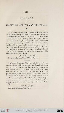 Addenda to the Works of Adrian Vander Velde