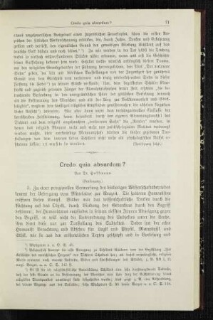 Credo quia absurdum? : (Fortsetzung)