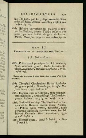 257-263, §. I. Poetes Grecs.