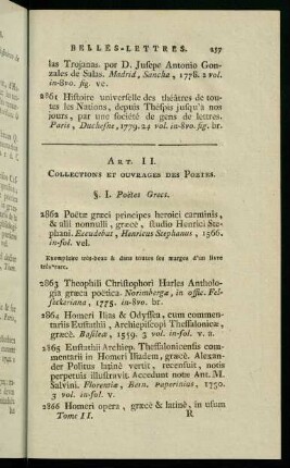 257-263, §. I. Poetes Grecs.