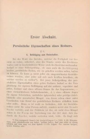 Erster Abschnitt. Persönliche Eigenschaften eines Redners