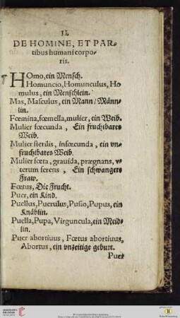 II. De homine, et partibus humani corporis