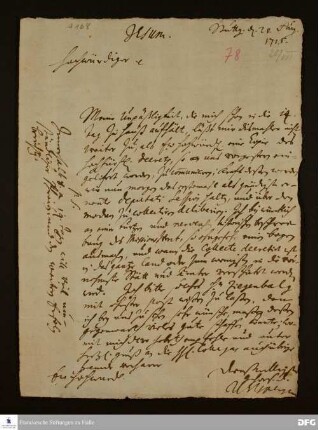 Brief von Samuel Urlsperger an August Hermann Francke.