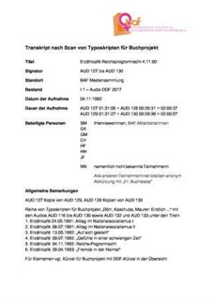 "Erinnerungen an die Reichspogromnacht", Erzählcafé zu "Frauenalltag im Nationalsozialismus", 5a/6
