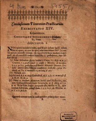 Burckardi Bardili I.U.D. & Prof. Publ. Tübing. Conclusiones TheoricoPracticae Ad Pandectas