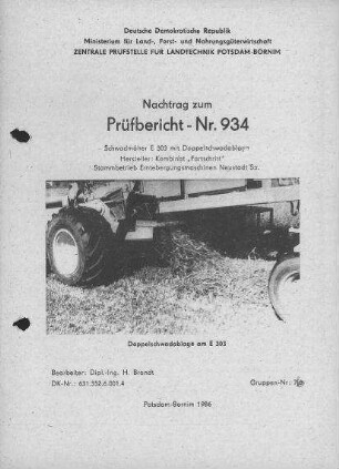 Schwadmäher E 303 mit Doppelschwadablage