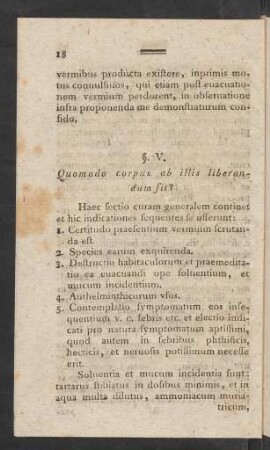 §. V. Quomodo corpus ab illis liberandum sit?