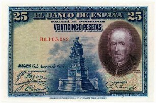 Geldschein, 25 Pesetas, 15.8.1928