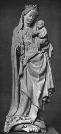 Berlin, Maria mit dem Kinde auf der Mondsichel (aus Dromersheim bei Bingen), Mondsichelmadonna. Ursprünglich Berlin, Kaiser-Friedrich-Museum, heutiger Verbleib unbekannt, mittelrheinisch