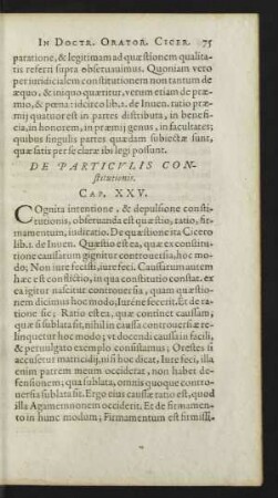 De Particulis Constitutionis. Cap. XXV.