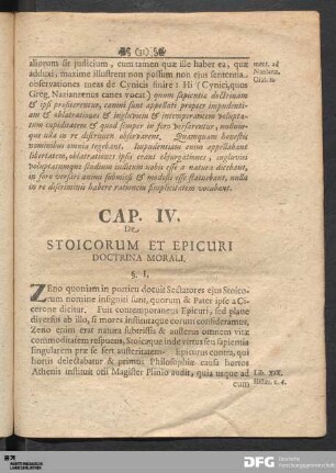 Cap. IV. De Stoicorum et Epicuri Doctrina Morali.