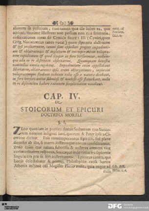 Cap. IV. De Stoicorum et Epicuri Doctrina Morali.