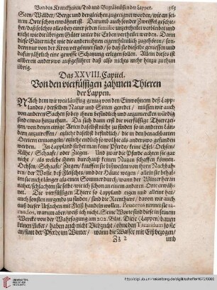 Das XXVIII. Capitel: Von den vierfüssigen zahmen Thieren der Lappen