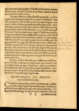 Responsio Ad Argumenta adversariorum.
