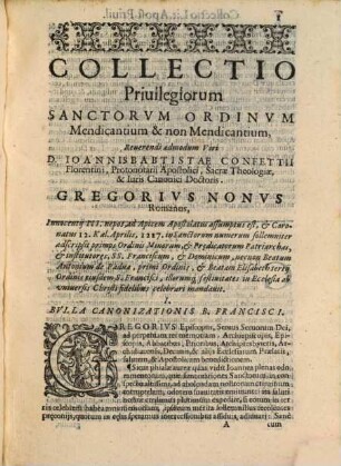 Privilegiorum sacrorum ordinum fratrum Mendicantium ... Collectio