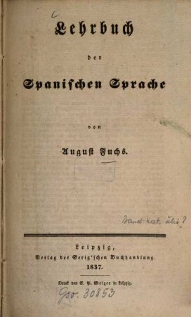 Lehrbuch der spanischen Sprache