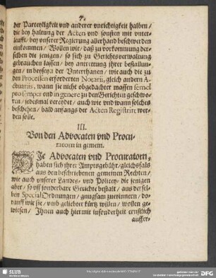III. Von den Advocaten und Procuratorn in gemein