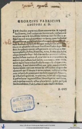 Georgius Fabricius Lectori Salutem Dicit