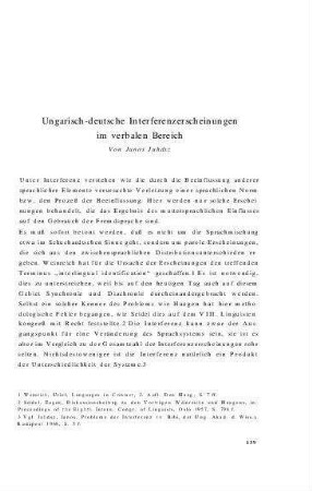 Ungarisch-deutsche Interferenzerscheinungen im verbalen Bereich