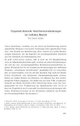 Ungarisch-deutsche Interferenzerscheinungen im verbalen Bereich