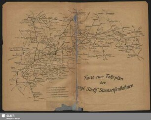 Karte zum Fahrplan der Königl. Sächs. Staatseisenbahn